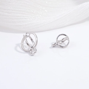 S925 sterling silver multi-layer interlocking circular pendant base for DIY jewelry making