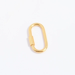 Polished gold oval screw carabiner clasp for DIY handmade jewelry making connectors