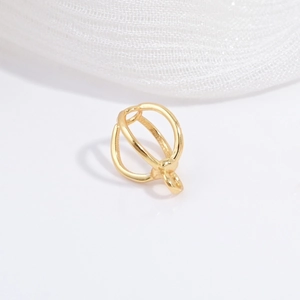 Elegant gold-plated S925 sterling silver hollow cage pendant for DIY jewelry making