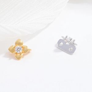Exquisitas cuentas de flores de plata S925 con circonitas para creación de joyas DIY