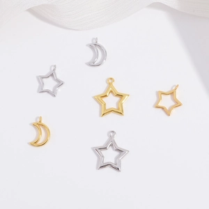 925 Sterling Silver Moon Star Pendants For DIY Necklace Bracelet Earrings Jewelry Making Gold Silver Celestial Charms