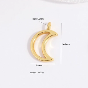 Polished gold S925 sterling silver moon pendant for DIY necklace and bracelet jewelry