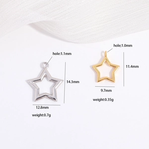 S925 sterling silver hollow star pendants in gold and silver finish for DIY jewelry