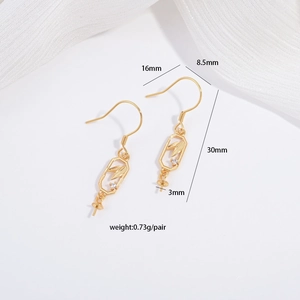 S925 sterling silver willow leaf earrings settings for pearl DIY with dimensions