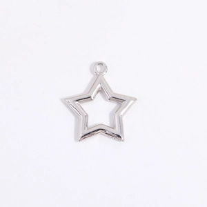 Macro detail of S925 sterling silver star pendant showing the official hallmark stamp