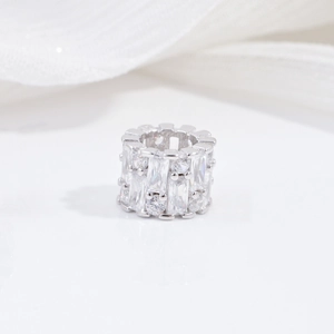 S925 sterling zilveren cilinderbedel met zirkonia voor DIY armbanden en sieraden