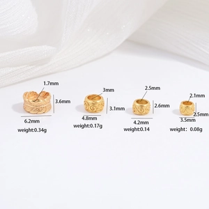 Gold-plated S925 silver feather ring and scroll pattern beads for DIY jewelry making