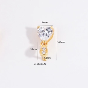 Ciondolo quadrifoglio cuore in argento S925 con zircone per creazione gioielli fai da te