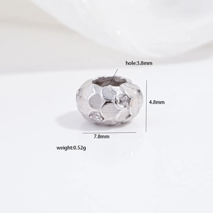 S925 Sterling Silber Hohlperle mit Drachenschuppenstruktur und Zirkonia für DIY-Schmuck
