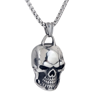 Collar Con Colgante De Calavera Punk Vintage Para Hombre Acero Inoxidable Joyería Biker Gótica Regalo Halloween