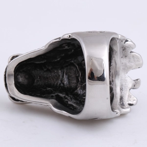 Oxidized stainless steel dragon ring in vintage gothic style with embossed textures