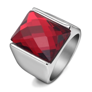Bague Vintage Dominante en Acier Inoxydable 304 avec Strass Carré pour Hommes Femmes Finition Brossée Style Simple Rétro