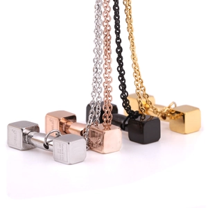 Fitness Motivational Dumbbell Pendant Necklace For Men Women 304 Stainless Steel Gym Workout Barbell Fashion Sporty Jewelry
