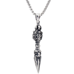 Vintage 316 Stainless Steel Vajra Pestle Phurba Pendant Necklace For Men Women Gothic Punk Hip Hop Buddhist Relief Jewelry