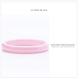 Macro shot of 3mm pink high polish ceramic ring with smooth inner and outer curved surface