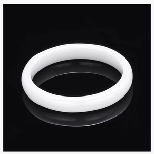 Detailed view of 3mm minimalist white ceramic ring with high-polished mirror finish