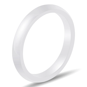 Minimalist 3mm white ceramic ring with high-polish finish and smooth arc design