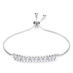 Verstellbares Silberarmband mit Zirkonia-Steinen im Rund- und Rechteckschliff