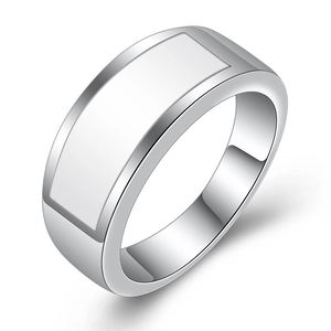 Minimalist Stainless Steel Ring For Men Women Inlaid Rectangular Geometric Blue Sandstone Black Rhinestone Simple Band Ring