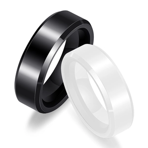 Minimalist 6mm Polished Ceramic Ring For Women Men Beveled Edge Black White Couple Matching Rings Fashion Jewelry