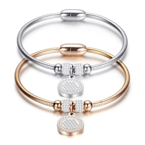 Ensemble de 3 bracelets chaîne serpent en acier inoxydable avec pendentifs en cristal