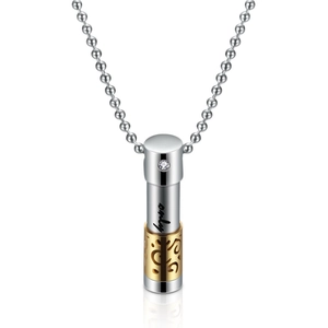 Zylindrischer Parfüm-Anhänger aus Edelstahl in Silber und Gold mit Only Gravur