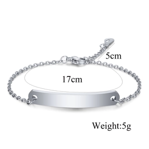 Detail view of 7mm stainless steel ID bracelet showing 17cm length and 18KGP engraving