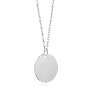 Polished 25mm stainless steel round pendant necklace with mirror finish for DIY engraving