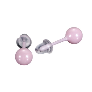 Minimalistische 8mm runde Keramik-Ohrstecker in Rosa mit glänzender Oberfläche