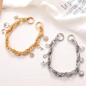 Fashion Metal Bag Charm For Women Rhinestone Star Moon Heart Pendant Artificial Pearl Chain Phone Lanyard Personality Versatile Hand Chain