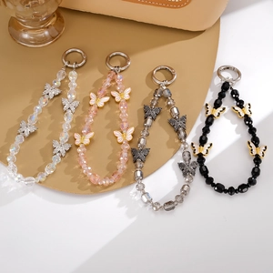 Elegant butterfly crystal bead charms in four colors for handbags and keychains