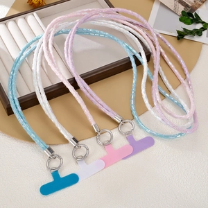 Cordons de téléphone tressés à paillettes en quatre couleurs avec mousquetons en métal