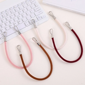 Suede cord wrist straps for bags and phones with silver metal carabiner clips