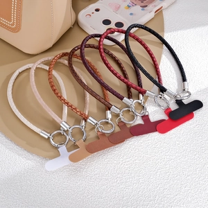 Fashion Snake Pattern Leather Phone Lanyard Anti-lost Hand Woven Wrist Strap Mobile Phone Charm With Metal Clasp For Women Men
