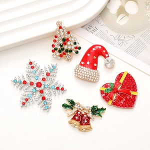 Pendentifs en Alliage DIY de Noël Strass Émail Père Noël Arbre de Noël Bonhomme de Neige Renne Accessoires de Bijoux