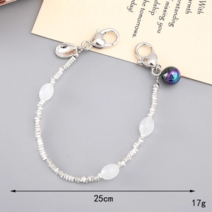 Baroque pearl phone chain with heart lobster clasps and metallic beads 25cm length
