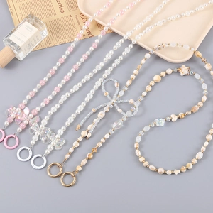 Bijoux de téléphone en perles baroques, perles acryliques, papillons et étoiles style rétro