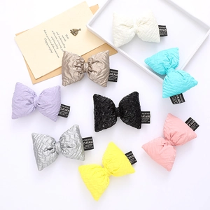 Elegant 3D Pleated Artificial Leather Bow DIY Accessory For Clothes Hats Bags Cotton Filled Puffy Fashion Bow Patch For Women