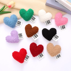 Cute Teddy Fleece Plush Heart Shaped DIY Accessory Patch Heart Decoration For Clothing Bags Hats Women Sweet Accessory