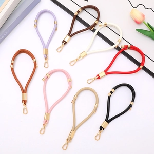 Adjustable PU Leather Keychain Strap For Women Fashion Bag Hanging Accessory Gold Buckle Versatile Wrist Lanyard Wristlet