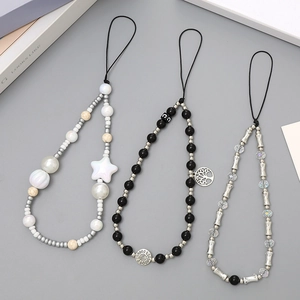 Bijoux de téléphone perles avec étoiles et pendentifs arbre pour caméras et mobile