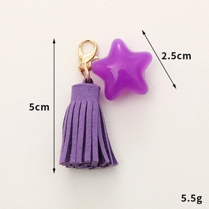 Purple star tassel pendant with gold lobster clasp for DIY crafts and accessories