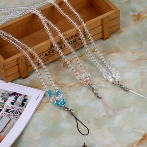 Handmade Crystal Beaded Mobile Phone Lanyard Anti-Lost Long Neck Strap For iPhone Samsung Resin Beads Chain Fashion Phone Accessories