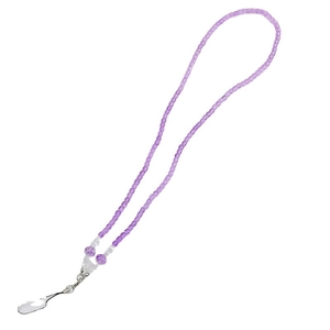Handmade purple crystal beaded long phone lanyard with silver metal lobster clasp