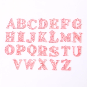 Set of 26 pink marble acrylic alphabet charms A-Z for DIY jewelry and bag decorations