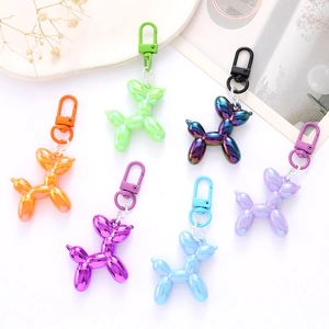 Fashion Acrylic Balloon Dog Keychain For Women Bag Charm Creative Cartoon Puppy Key Ring Versatile Mobile Phone Case Accessory