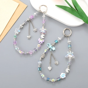 Acrylic teddy bear beaded keychains in purple and blue with star and heart charms