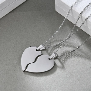 Minimalist 35mm stainless steel heart pendant necklace with polished mirror finish