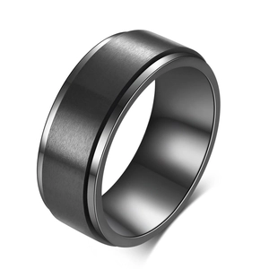 Bague rotative de 8mm en acier inoxydable noir brossé aux bords polis