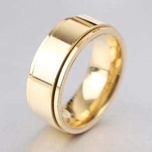 Bague rotative de 8 mm en acier inoxydable doré avec un anneau central pivotant
